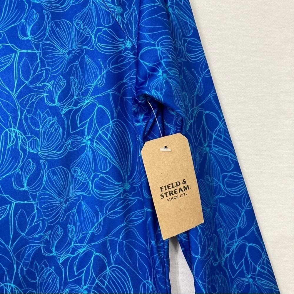 New Field & Stream Blue Floral UPF 30 Smartwick Long Sleeve Top Large - Picture 8 of 10